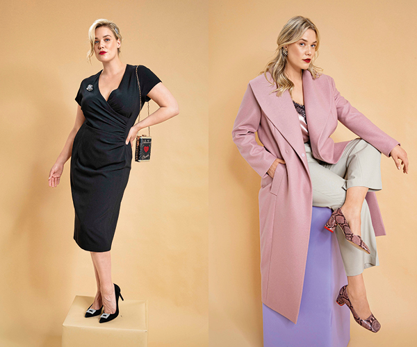 
Femme fatale en petite robe noire et manteau chic - burda style plus automne hiver 20199
