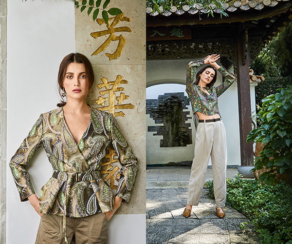 Cache-cœur, pantalon et blouse en impression cachemire - Burda Style février 2020 Cache-cœur, pantalon et blouse en impression cachemire - Burda Style février 2020