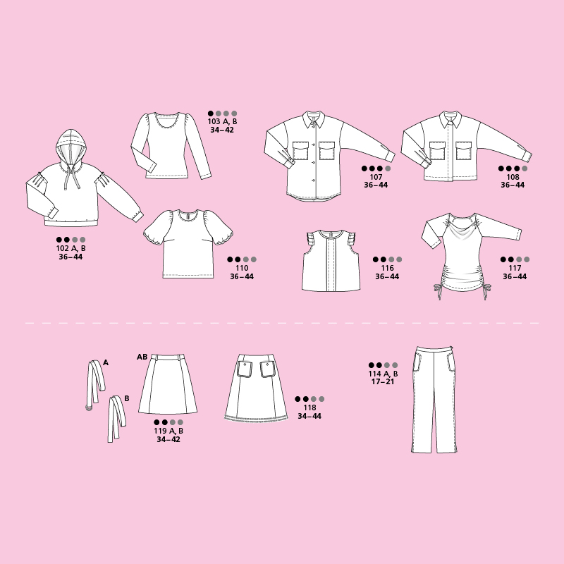 Hauts, jupes et pantalons du mois de mars Hauts, jupes et pantalons du mois de mars