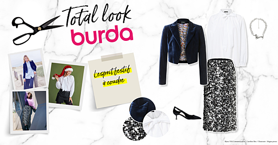 Compleet in burda gekleed: een feestelijke outfit van paillettenstof en viscose