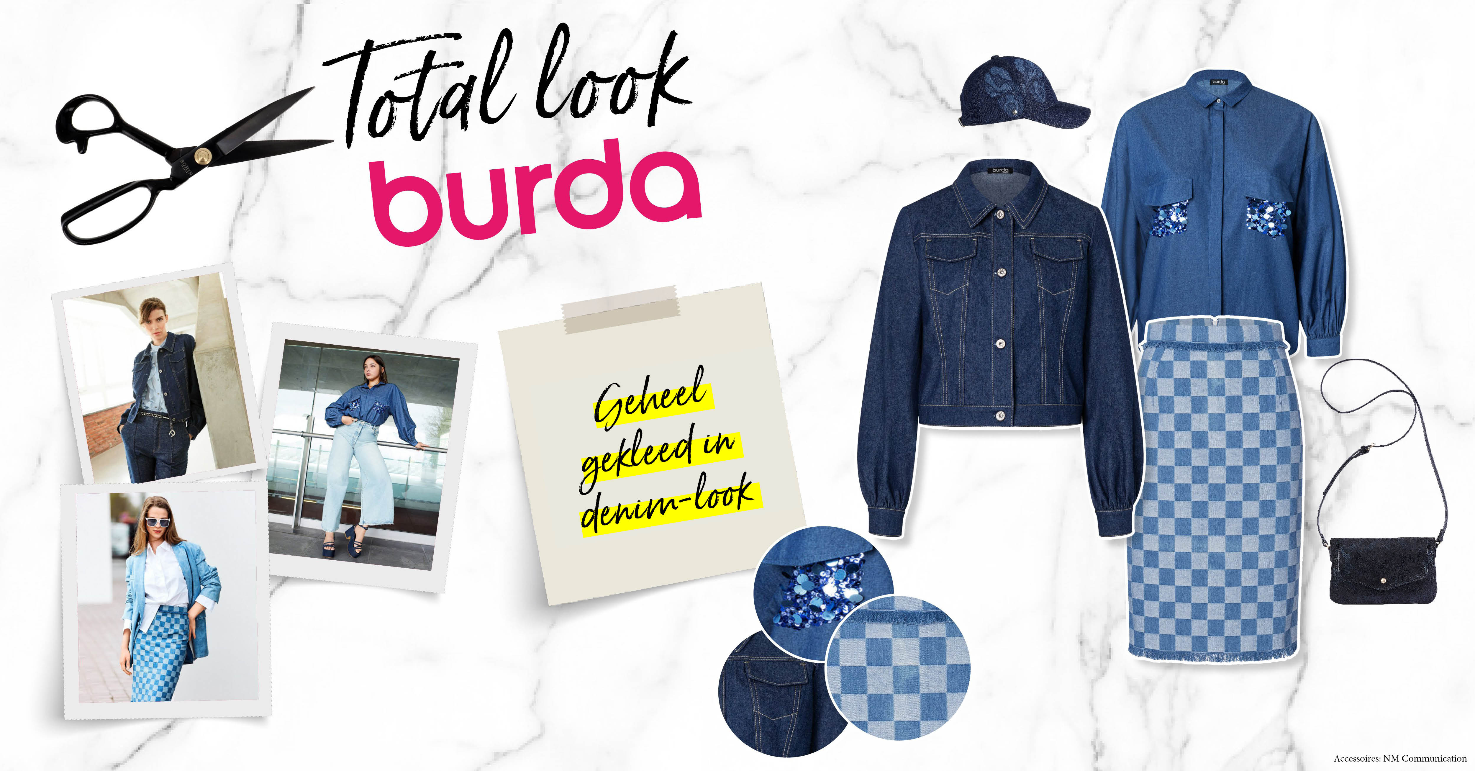 Complete burda-outfit: geheel gekleed in denim-look 