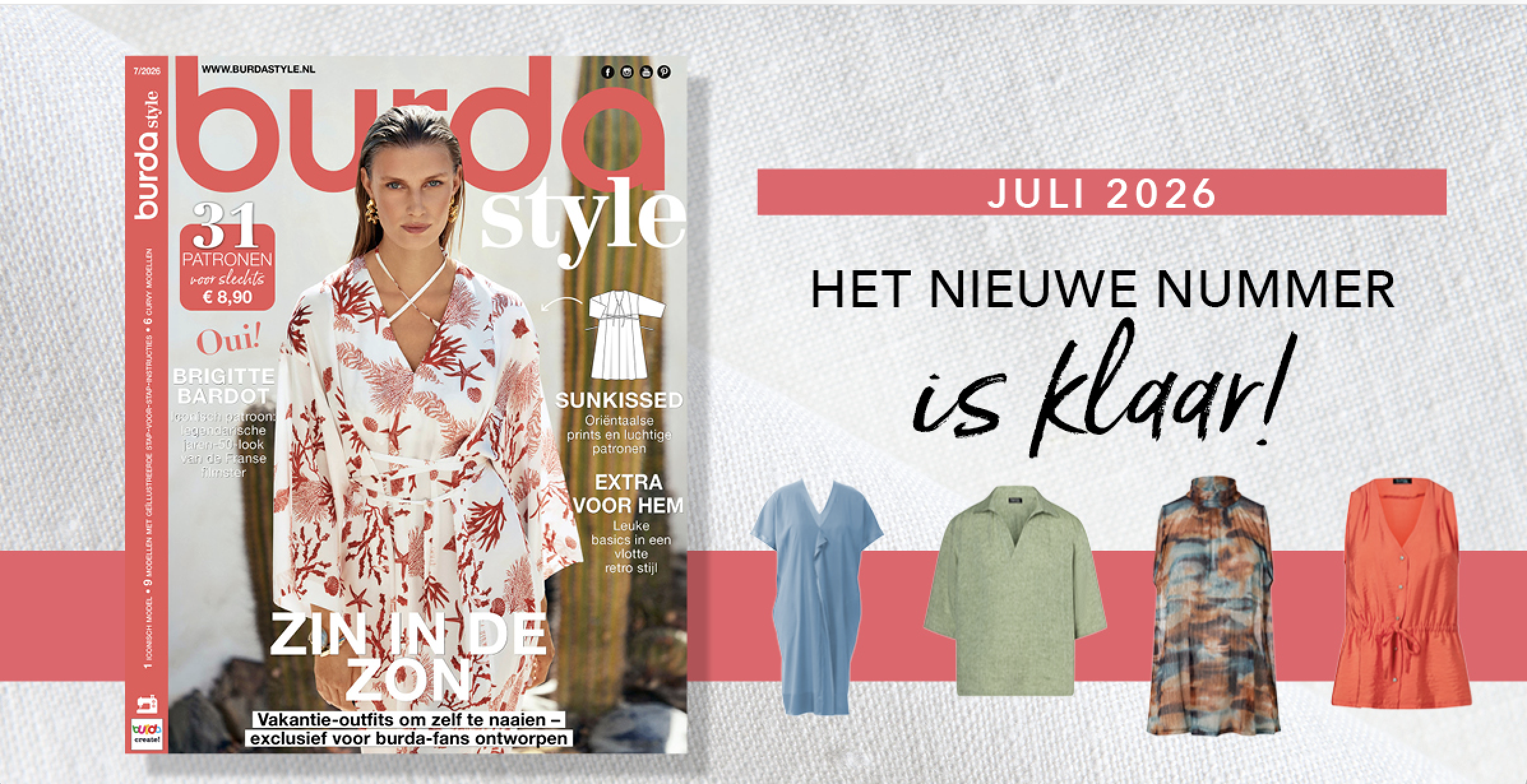Het nieuwe julinummer van burda style 2026: zonnige momenten