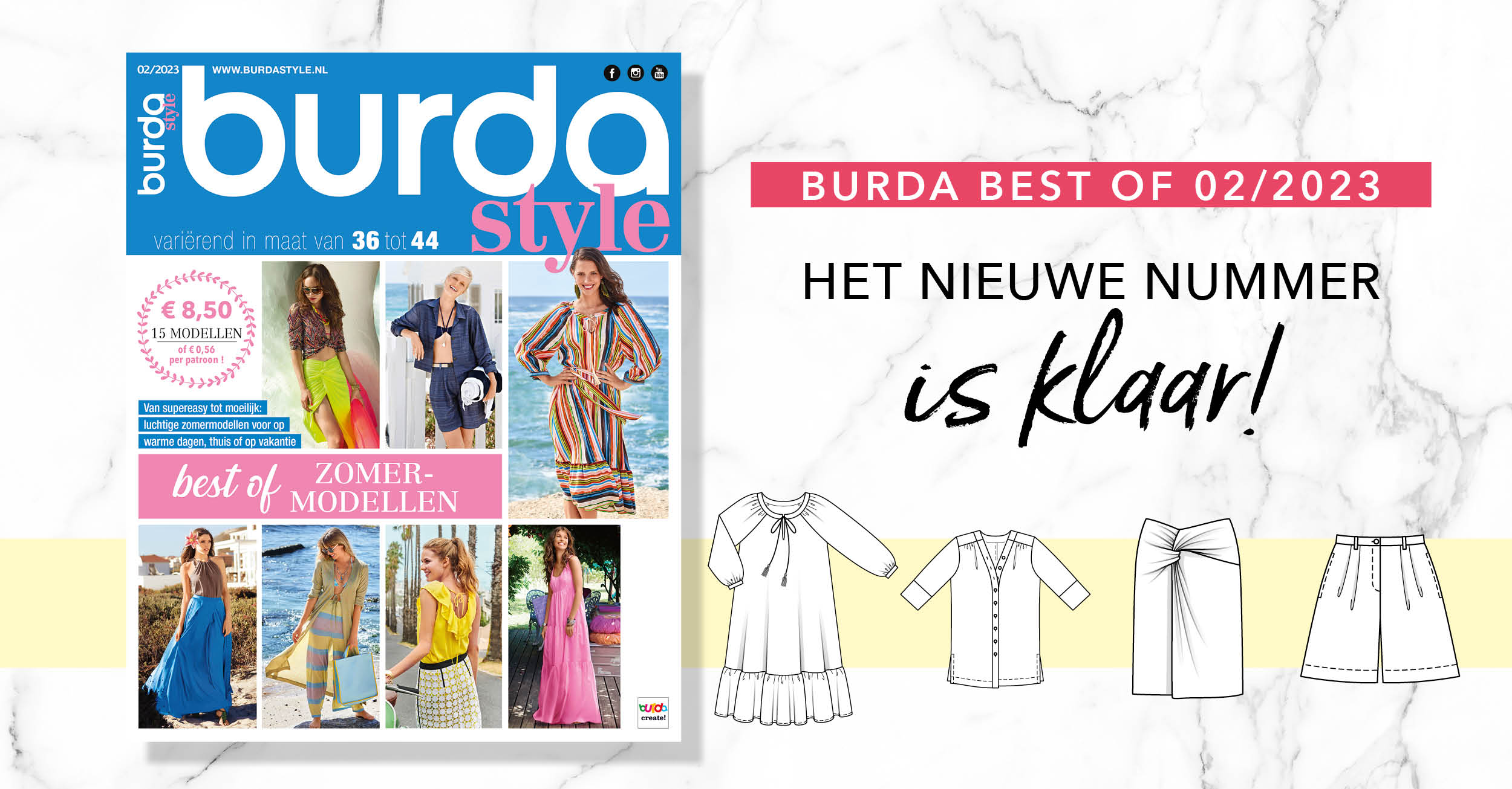 April 2023 : het nieuwe nummer van burda burda best of met zomermodellen is klaar!