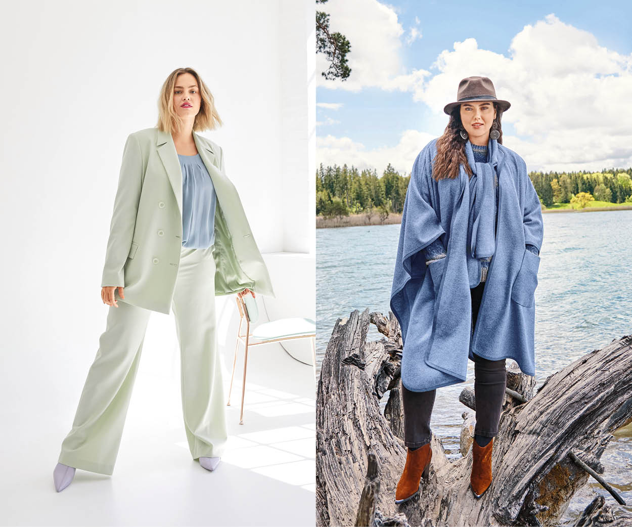 Blazer &agrave; longs revers et cape avec ch&acirc;le &agrave; coudre