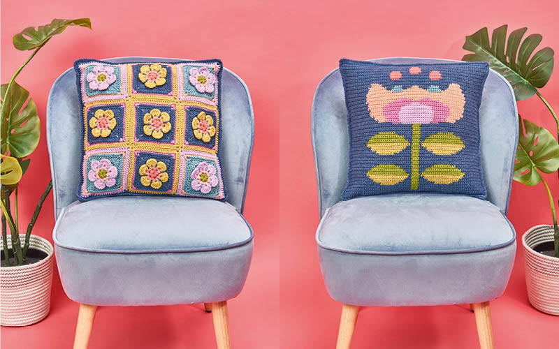 Deux coussins fleuris au crochet pour une déco de printemps pleine de gaieté