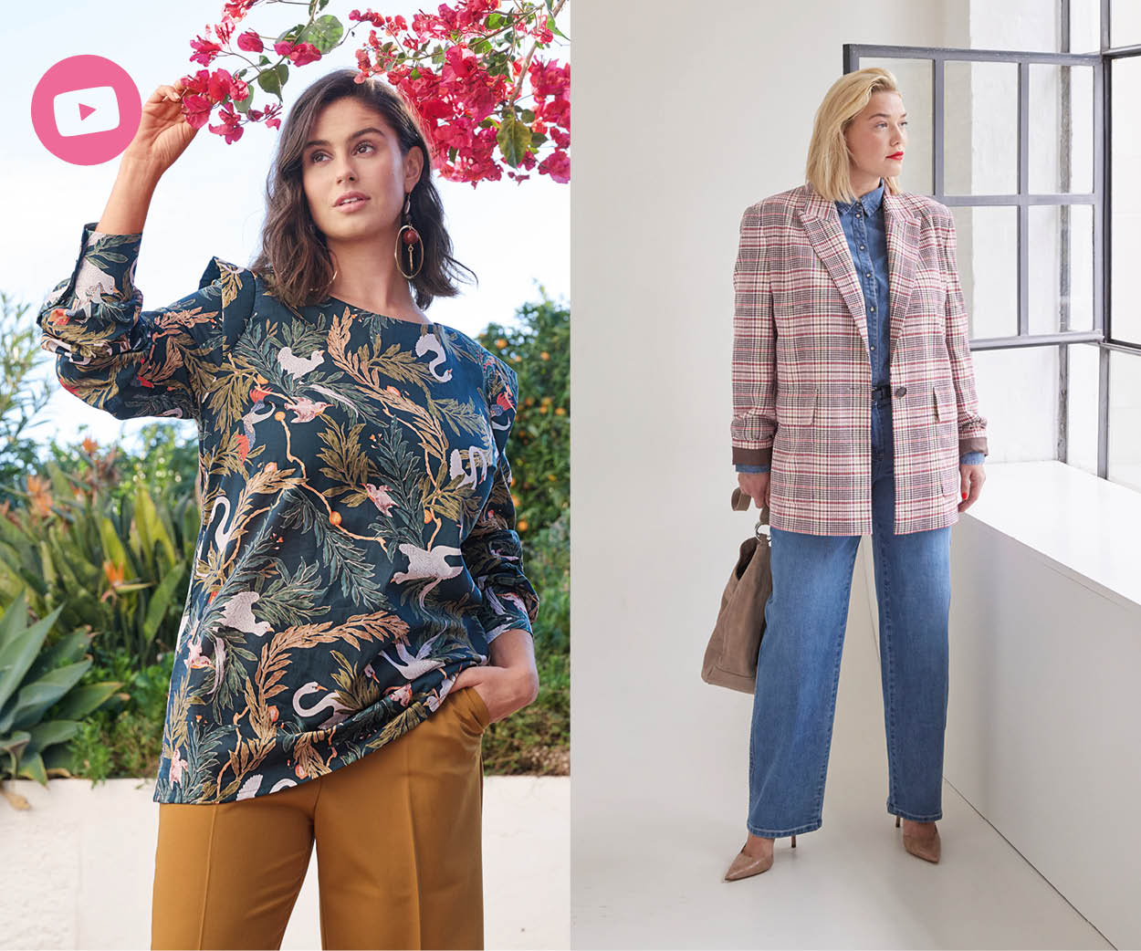 les it-pi&egrave;ces&thinsp;: une blouse et un blazer &agrave; carreaux